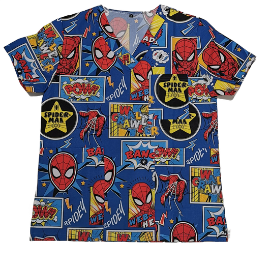 Spiderman Comic Nurse Scrubs - Dynamic, Comfortable & Functional