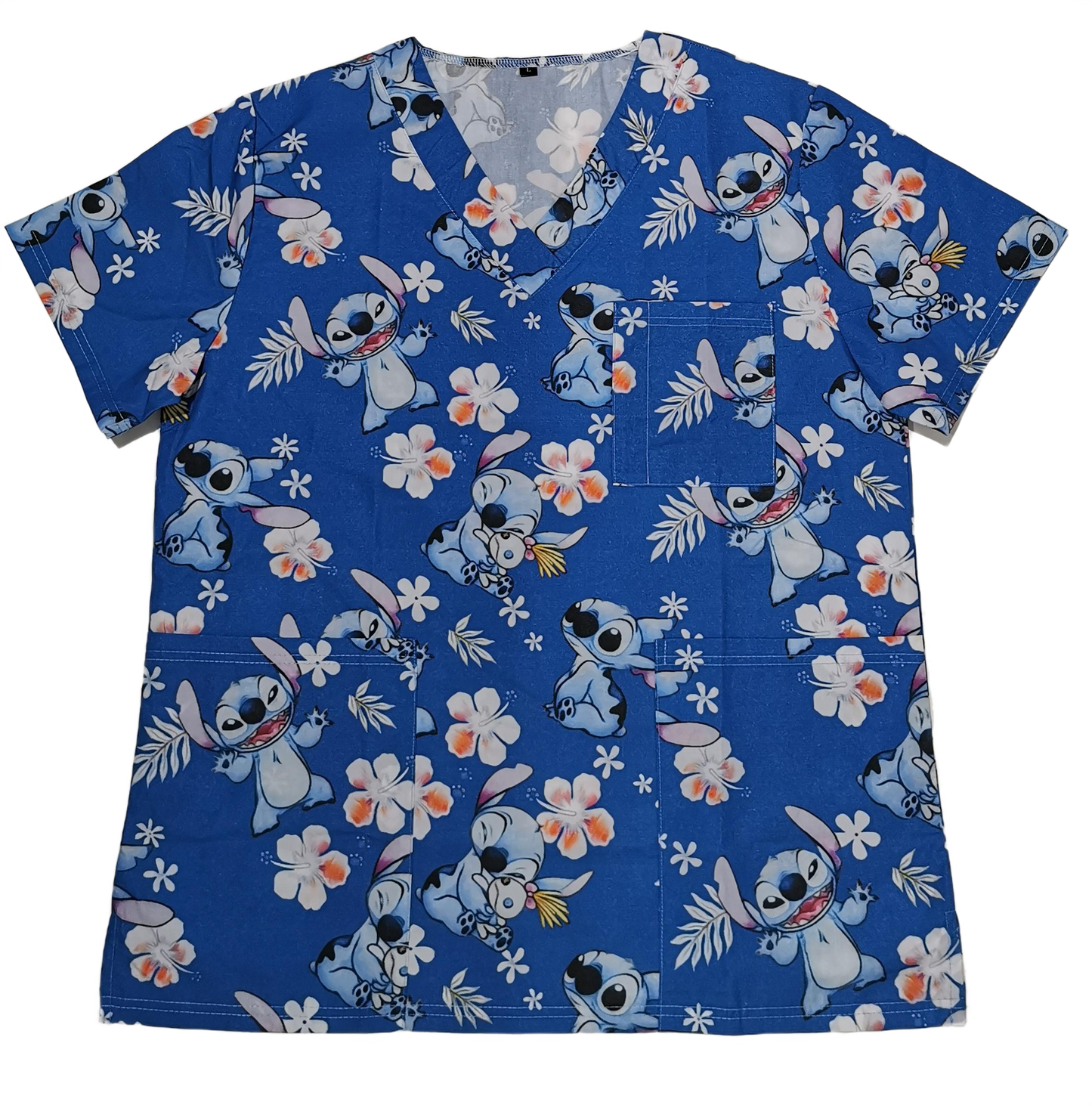 Stitch Floral Nurse Scrubs - Playful, Comfortable & Stylish