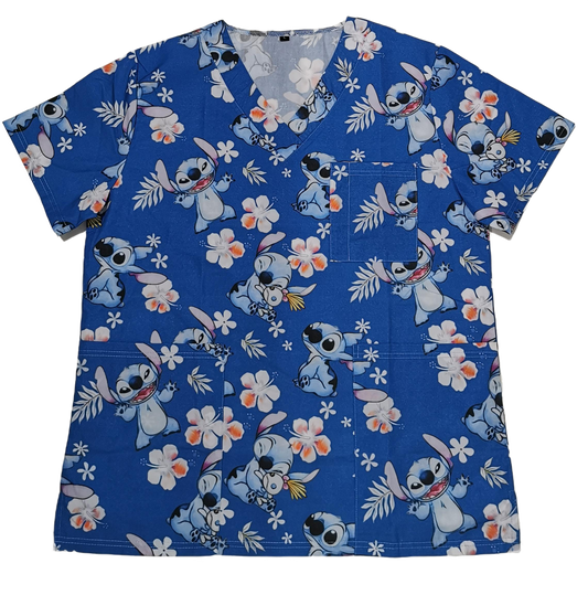 Stitch Floral Nurse Scrubs - Playful, Comfortable & Stylish